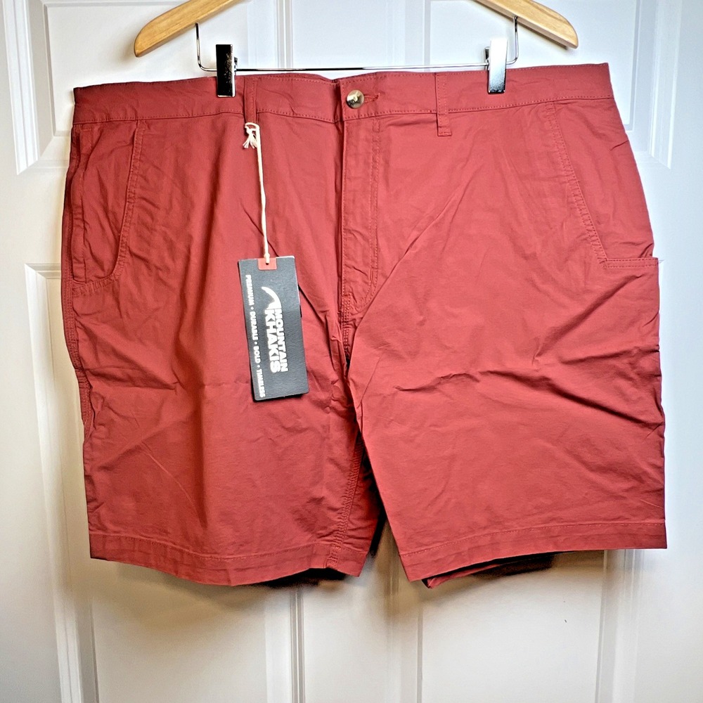 Mountain Khakis Stretch Poplin Shorts 44x8 Brick Classic Fit Cotton NWT